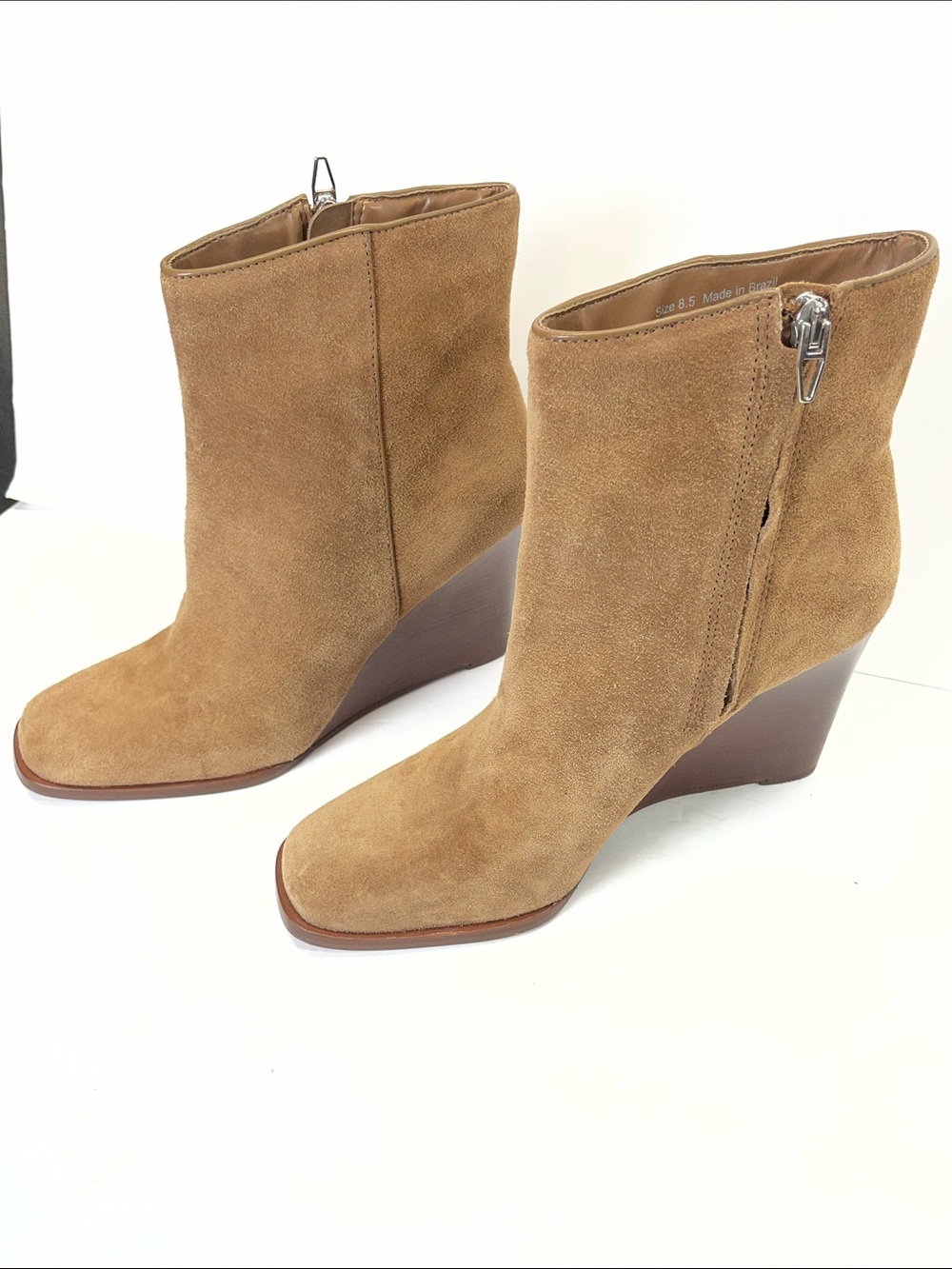Dolce Vita Camel Suede Wedge Ankle Booties